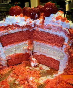 Strawberry Crunch Cake w/ Cheesecake Layer